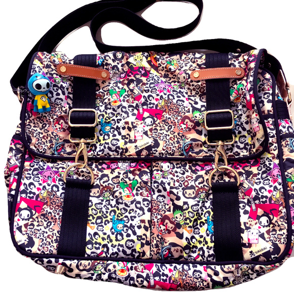 TOKIDOKI Leopard Leo Print Messenger Bag W Charm